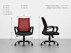CELLBELL Desire C104 Mesh Mid Back Chair | Ergonomic Office, Study, Revolving, Computer Chair for Work from Home Heavy Duty Metal Base, Seat Height Adjustable (Black)