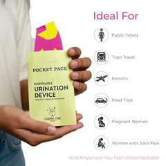 COSMIC CHIC Disposable Female Urination Device for Women | Portable, Leak-proof Stand and Pee Funnels for Women, Girls| Public Toilets, Travel, Camping, Hiking and Outdoor Activities (Pack Of 6)