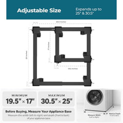 Lifelong Adjustable Washing Machine Stand with Wheels, Heavy Duty Steel Trolley for 5 Kg to 12 Kg Top Load & Front Load Washing Machines | Fridge & Air Cooler Stand | 180 Kg Capacity | Anti Vibration Pads | Black