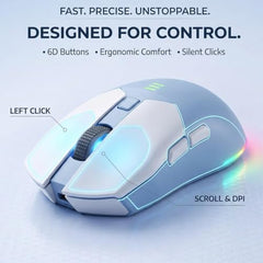 Offbeat Ivy Blutooth 5.2 + 2.4Ghz Wireless Gaming Mouse | Triple Device connectivity | 5000 DPI 1000 hz pollinng Rate 6D Button | 600 mAh Battery 100 Hours Playtime | Silent Click (Black)