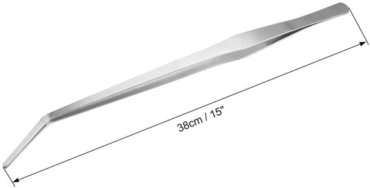 SYGA Curved Aquarium Tweezers Extra Long 15 inches, Stainless Steel Curved Tweezers 38cm Extra Long Tweezers for Fish Tank Plant Aquascape Tools Feeding Tongs Electrical Repairing Grabbing Small Part