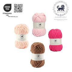 NESTNHAVEN , Plush & Cuddly Sets 2.0 , Chenille Yarn Supersoft Hand Knitting Wool Ball, set of 4 , 400 grams (1 Ball/100 Gram Each) Suitable for Craft, Babywear, Toys , Baby Blankets , 5 Bulky, Shades - NNHS 2.0 (Set 26 baby Pink , lilac , hot pink…