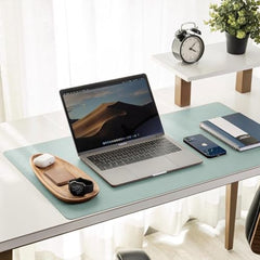 Bellblock Large Extended Reversible Desk Mat/Mouse Pad/Gaming Pad for Office/Home| Vegan Leather | Anti-Skid, Slip-Resistant, Splash-Proof | White & Sky Blue | 60x30cm