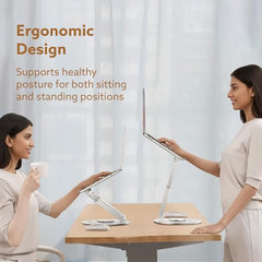 AGARO Foldable Laptop Stand Holder, 360° Rotating, Premium Metal Alloy, Ergonomic, Height Adjustable with Anti-Slip Silicone Pads, Heat Vent, Made for MacBook, HP, Dell, Lenovo, Laptops Up to 17"