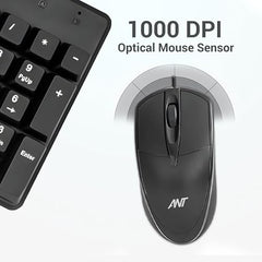 Ant - Wired Keyboard for PC, Laptop, Desktop, Computer, Notebook. USB Keyboard Compatible with Dell, Acer, HP, Samsung and More, with UK Layout – Black – 01