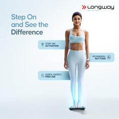 Longway Weight Machine for Home | Digital Bathroom Scale for Human Body Weight Measurement | Extra Thick Tempered Glass with LCD Display | 3 Years Warranty (Blue | Max Weight 180Kgs | Sapphire)