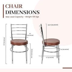 RATISON Office Visitor Study Chair Home Restaurant Steel Multipurpose with a Leather Cushion Steel Chrome Chair with Ring (Green, 6)