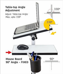 Isomars Multipurpose Laptop Table Study Desk, Lockable Wheels, & Height Adjustable for Breakfast Table, WFH & Online Classes Made in India (White)