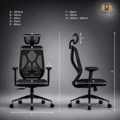 Oakcraft Hurricane Premium Ergonomic Office Chair | Dynamic 2D Lumbar Support | High-Back Executive Chair for Office, Home & Workstation