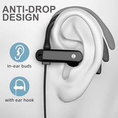 ASKUBSKU Over Ear Wired Earbuds 3.5mm Headphones with Microphone Ear Hooks