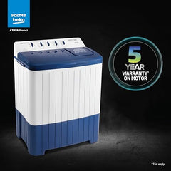 Voltas Beko, A Tata Product 8.5 Kg 5 Star Semi-Automatic Top Loading Washing Machine (WTT85UHA/OK5I0I0W01, Blue, Air Dry & Pulsator wash technology)