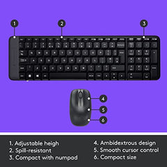 Logitech MK215 Wireless Keyboard and Mouse Combo for Windows, 2.4 GHz Wireless, Compact Design, 2-Year Battery Life(Keyboard),5 Month Battery Life(Mouse) PC/Laptop- Black