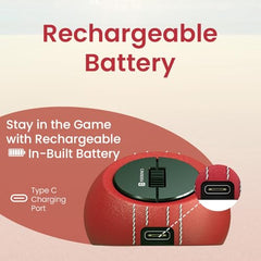 Portronics ToadPlay Cricket Mini Wireless Bluetooth Mouse with Dual Wireless Connectivity (BT + 2.4 GHz), Rechargeable Battery, Noise-Free Clicking, Multi-Device Pair, Adjust Sensitivity (Red)
