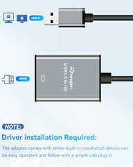 USB 3.0 to HDMI Adapter for Monitor 1080P@60Hz Display with 5Gbps High Speed Transmission, Support Extend & Mirror Mode, Compatible with Window Mac Laptop Desktop Projector TV