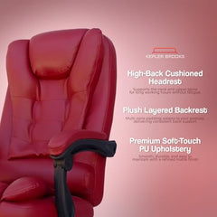 Kepler Brooks Italia Premium Leatherette Office Chair for Work | 3-Years Warranty | Boss Chair for Office, Ergonomic Executive Chair, Cushioned Arms & Seat, Leg Rest, Heavy Duty Metal Base (Black)