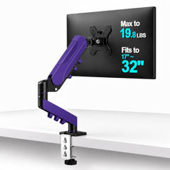 STAR WORK Single Monitor Desk Mount for 13–34” Inch Screens, Heavy Duty Adjustable VESA Monitor Arm with C-Clamp & Grommet Base | Full Motion Tilt & Swivel Rotation (Purple Arm Stand)
