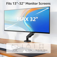MOUNTUP Dual Monitor Stand for Desk, Monitor Arms for 2 Monitors 13-32 Inch | Holds 4.4-19.8lbs per Arm, VESA 75x75/100x100, Full Motion Monitor Mount for Home Office, C-Clamp & Grommet Base, Black
