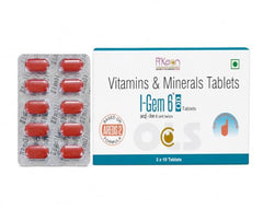 Rkeon I-Gem 6 Multivitamin Tablet For Men and Women | Essential Vitamin C & Minerals Blend | Best in Eye Supplement | Good for bone and joint health | Pack of 30 Tablet