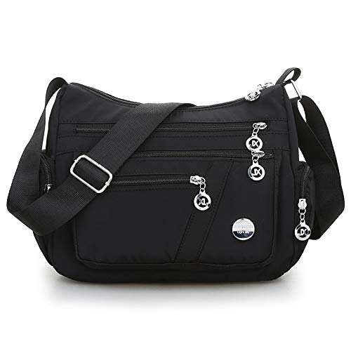 SYGA Women's Small Crossbody Bag, Waterproof Nylon,Sling Bag(Black)