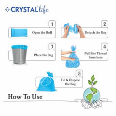 Crystal Scented Garbage Bags Black, Medium 19x22 Inches, 120 Bags | Jasmine Scented, 30 Pcs/Roll x 4, Tie-String, Wet & Dry Waste
