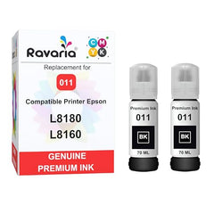 Ravaria 011 & 012 Compatible Refill Ink for Epson L8180 / L8160 Printer Compatible Ink Bottle for Epson 011/012 Ink Code (70 ml x C/M/Y/BK/PB/GY) Ink Bottle (011/012 Ink Set (6 Color))