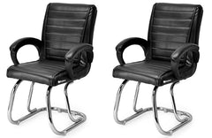 KITHANIA Executive Office Home Study Chair Library Chair with Cushioned Arm Rest & Seat Back, Reception or Conference Room Seating, 100 Kgs Limit (2, Pink, Double Pipe Chrome Frame)