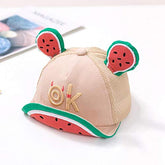 SYGA Cotton Baby Cap Fruit Design Ear Flap Baseball Printed Cap for 6 Months to 3 Year Baby Boys and Girls - Beige