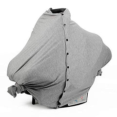 MOMISY Nursing Cover Scarf for Breastfeeding - MultiUse - Nursing Blanket – Poncho Style with Buttons - Stretchy Baby Car Seat Canopy - Elegant Shawl - Made of 100% Modal - Grey
