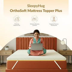 SleepyHug OrthoSoft Plus HR Foam Mattress Topper | 2 Inch Medium-Firm Support | Improves Back Support & Mattress Firmness | Quilted Cover | Anti-Skid Base | 78x72x2 Inches, Off-White