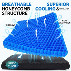 VEADONS Jumbo Gel Seat Cushion for Long Sitting, 20x20x1.9 inch Thick Honeycomb Wheelchair Cushion for Hip & Back Pain Relief, Breathable Non-Slip Chair Pad for Office, Car & Recliner