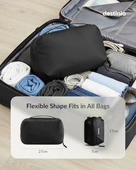Destinio Electronic Gadget Organizer Bag - Waterproof Padded Tech Pouch for USB Cable, Travel Adapter, Laptop Mobile Charger, Power Bank, Ear Phones,Hard Disk, Digital Accessories Organiser (Yellow)