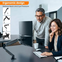 Dyazo Single Monitor Desk Mount Stand | Height Adjustable Fully Articulating Arm for 13–32 Inch Screens | VESA 75×75/100×100 Compatible | Tilt & Rotate Monitor Holder with C-Clamp/Grommet Base (Black)