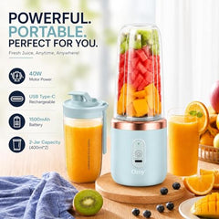 Juicer for Home ^ Lacossi Juicer Mixer Grinder with 1500mAh Battery, 6 Blades 3Gears Fast Blending, 2-Jar Capacity (400ml*2) | 40 Watts Bullet Rechargeable Portable Personal Juicer