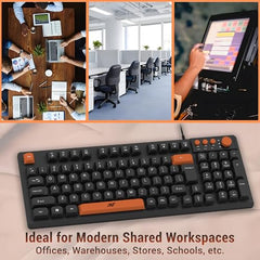Ant Master 05 Wired USB Keyboard - Full-Size 104 Keys with Numeric Pad | Membrane Silent Typing, 1.3m Cable, Plug & Play | Ergonomic Office & Home Keyboard for PC, Laptop, Mac & Linux – Black