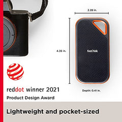 SANDISK Extreme Pro 1TB Portable External SSD, Up to 2000MB/s, USB-C, IP65 Water & Dust Resistant, 3m Drop Protection, Metal Enclosure, PC, Mac & Smartphone Compatible
