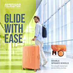American Tourister 3PC PP Ivy 2.0-8 Wheel, Set (Small + Medium + Large) Hard Suitcase for Travel/Travel Bag with Combination Lock & Smooth Sliding Double Wheel - Black, 55 Cm, 68 Cm, 79 Cm