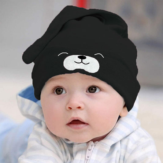 SYGA Baby Cap Cotton Small Cute Puppy Long Tailed Design Strechy Comfortable for Baby Sleep Cap 0-2 Years Black