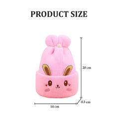MOMISY Bunny Baby Cap, Soft Beanie Woolen Hat for Spring, Winter, Autumn, for Newborn, Infant, Toddler, Kids, Babies- 0 to 6 Months (in, Age, 0 Months, 6 Months, Light Pink)