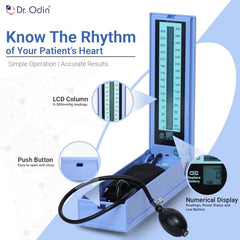 Dr. Odin OLS103 LCD Sphygmomanometer Manual Blood Pressure Monitor with Large Digital Display, Latex-Free Cuff, Accurate Readings, for Clinic & Home Use
