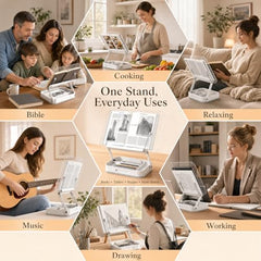 Sunchhaya Acrylic Book Stand for Reading – Clear Adjustable Book Holder with 360° Rotating Base, Foldable Reading Stand for Desk, Cookbook, Tablet & Laptop Stand, Height & Angle Adjustable (R22H)