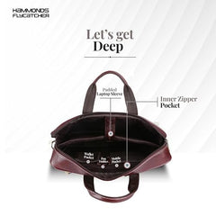 Hammonds Flycatcher Genuine Leather 15.6 Inch Laptop Office Bag for Men | 15.6” Padded Laptop Sleeve| 3 Zip Pockets| Detachable & Adjustable Strap| Pen,Wallet & Mobile Pocket |Durable|1 Year Warranty