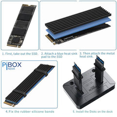 PiBOX India NVME M2 Enclosure Fan, SSD Enclosure - USB 3.2 10Gbps, Tool-Free M.2 NVMe Case, PCI-E NVMe Reader, USB-C, Supports M & B&M Keys, 2230/2242