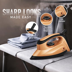 Intex Glidex Ease Dry Iron 1000W | Non-Stick Soleplate | Adjustable Temperature Control | Shock Proof Lightweight Dry Iron | Thermal Protection | Fast & Smooth Ironing for Home Use | 2 Year Warranty