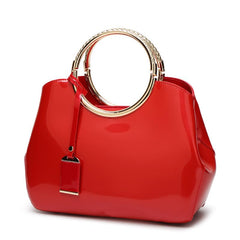 SYGA Leather Glossy Women's Bag Bride Wedding Handbag Women's One Shoulder Crossbody Stylish Bag(RED)