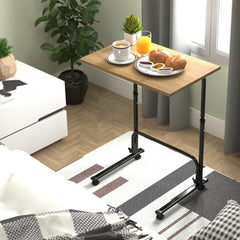 TABLE MAGIC- BADE Multipurpose Laptop Table Mat Finish - Adjustable, Foldable, Portable, Engineered Wood Top with Footrest, Top Size 60 * 45cm (Beige- Wenge)