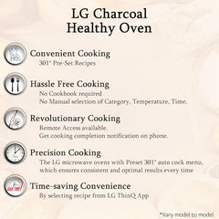 LG 28 L Charcoal Convection Healthy Microwave Oven with 301 Auto Cook Menu (MJ2887BIUM, Black, Healthy Heart Recipes, Diet Fry, 360° Motorised Rotisserie & 10 Years of warranty on Charcoal Heater)