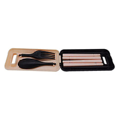 SYGA Travel Portable Cutlery Spoon Portable Camping Box Picnic Chopstick Set Peach