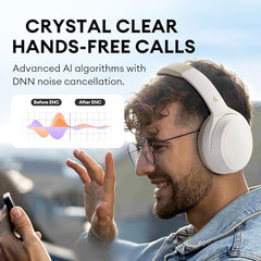 Edifier Wh700Nb Active Noise Cancelling Headphones - 68H Playtime - Ai Call Noise Cancellation - Dual Device Connection - Lightweight & Foldable Design - Fast Charge - Bluetooth 5.3 - Ivory - On Ear