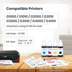 Splashjet GI71 Compatible Ink for CN Pixma G2020, G2021, G2060, G2730, G3020, G3021, G4770, G1020, G1730, G3730, G1730, G1737, G2770, G3770 Printers - (PGBK x 135gm) (C/M/Y x 70gm) Bottle Set - 502368