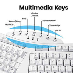 Perixx PERIBOARD-612W Wireless Ergonomic Split Keyboard with Dual Mode 2.4G and Bluetooth Feature, Compatible with Windows 10 and Mac OS X System, White, US English Layout